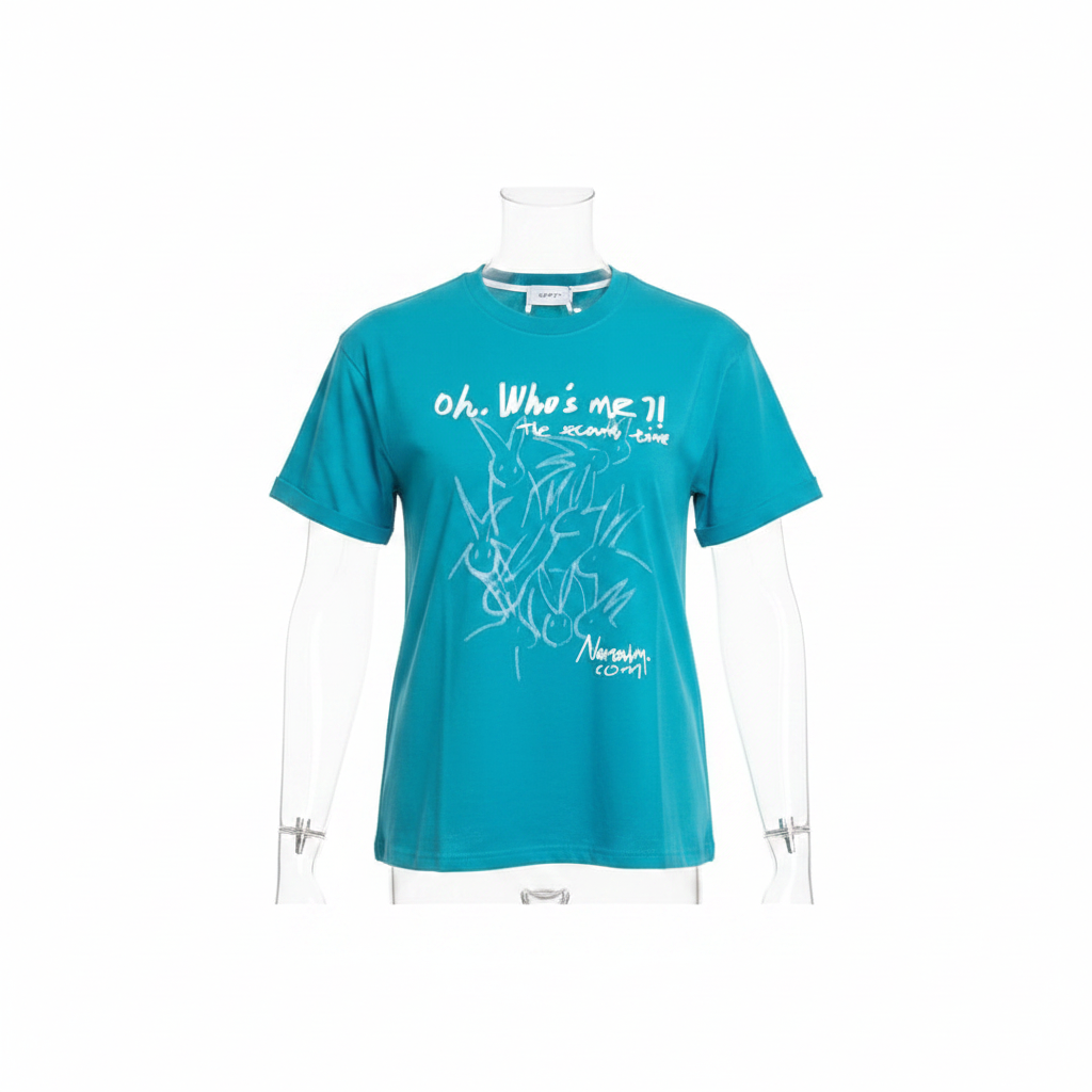 Teal Abstract Graphic Short-Sleeved Shirt - Ghost Mannequin Front
