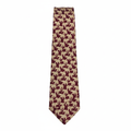 Men's burgundy cream elephant print woven necktie ghost mannequin white background