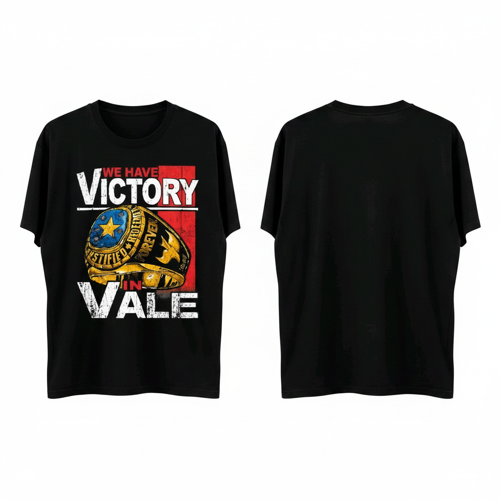 Men's black short-sleeve championship ring graphic tee ghost mannequin front and back view