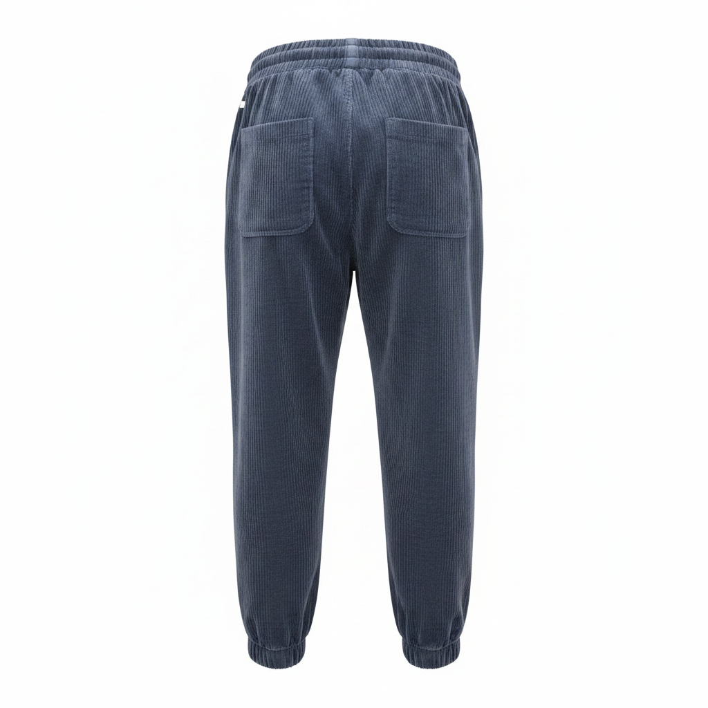 Steel Blue Corduroy Jogger Trousers – Ghost Mannequin Back