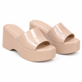 Patent Platform Wedge Slide Mule – Nude