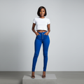 Royal Blue High-Waist Skinny Jeans – Model Front