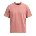 Dusty pink plain crew-neck T-shirt in a three-dimensional ghost mannequin view on white