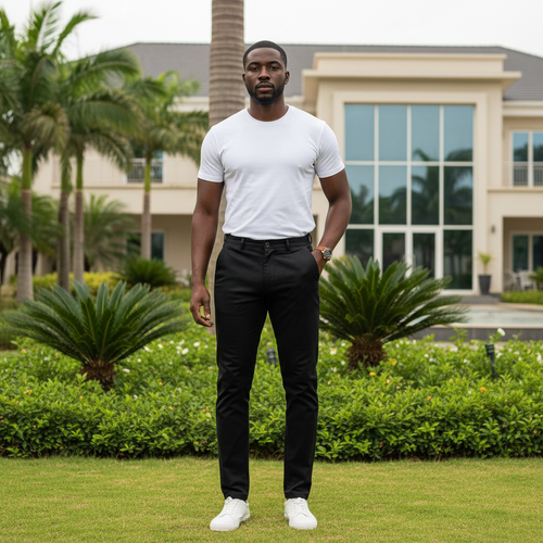 Men's Slim Straight-Leg Chino Trousers – Model Shot