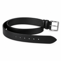 Black Pebbled Leather Pin Buckle Belt - Back View