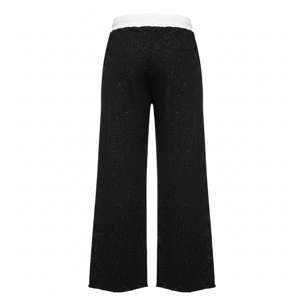 Black Glitter Wide-Leg Jogger Pants – Back Ghost Mannequin