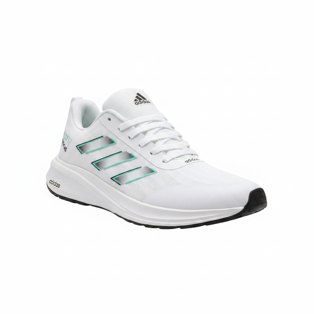 Adidas White Mint Stripe Running Sneaker - Ghost Mannequin