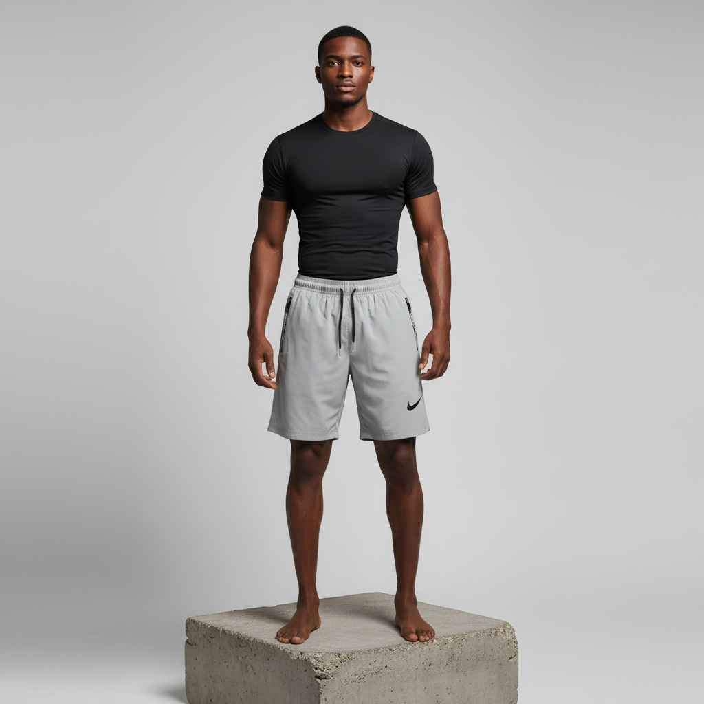 Light Grey Woven Running Shorts - Model Shot
