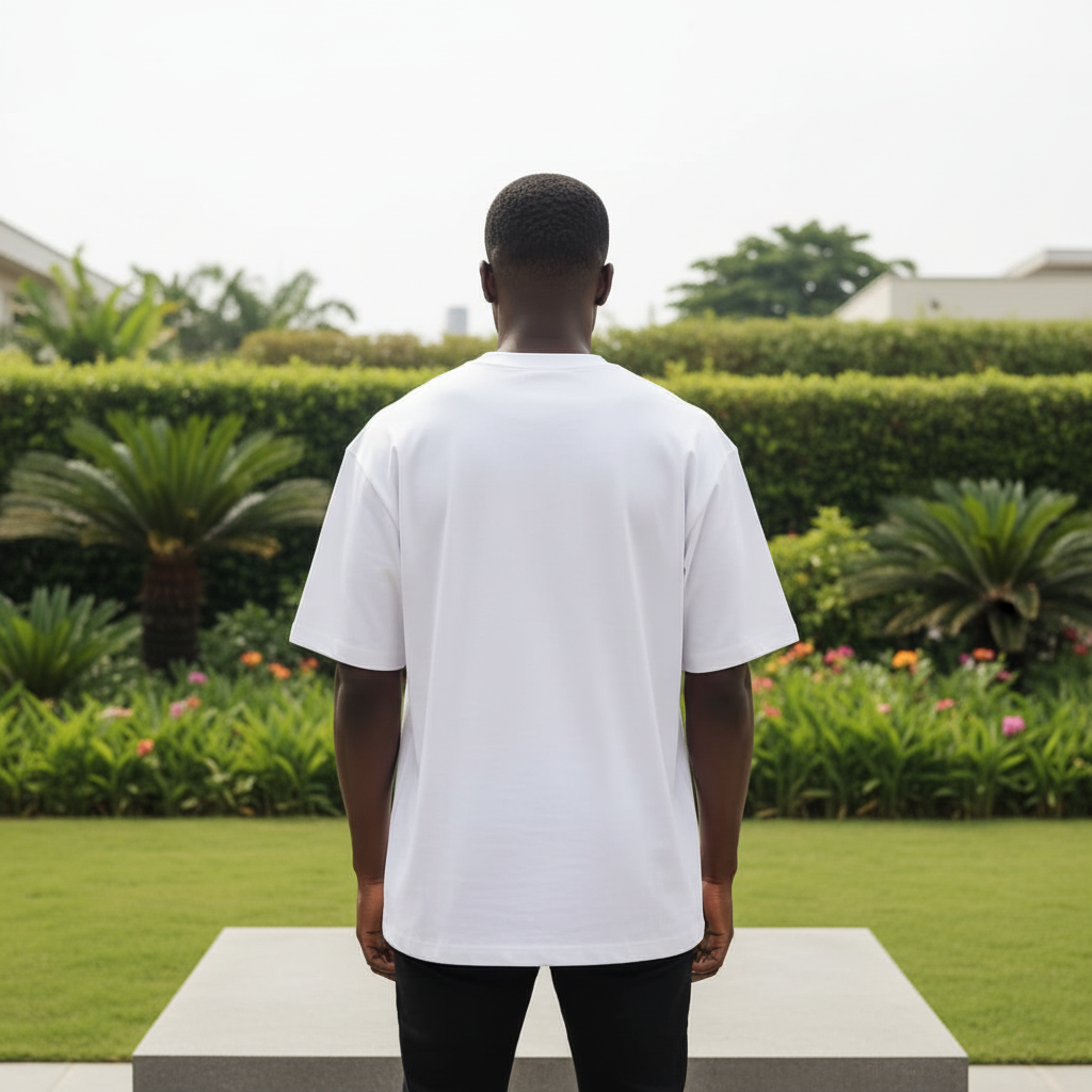 White 1%er Diamond Card Graphic Short-Sleeved Shirt - Model Back