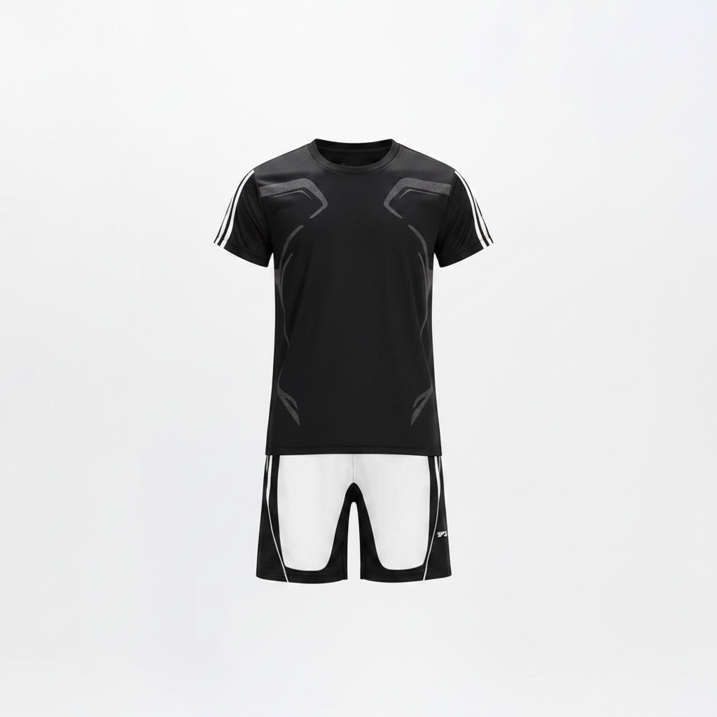 Black Graphic Sports Set - Ghost Mannequin Front