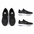 Men's black mesh lace-up athletic runner with white swoosh detail ghost mannequin front and side view pair