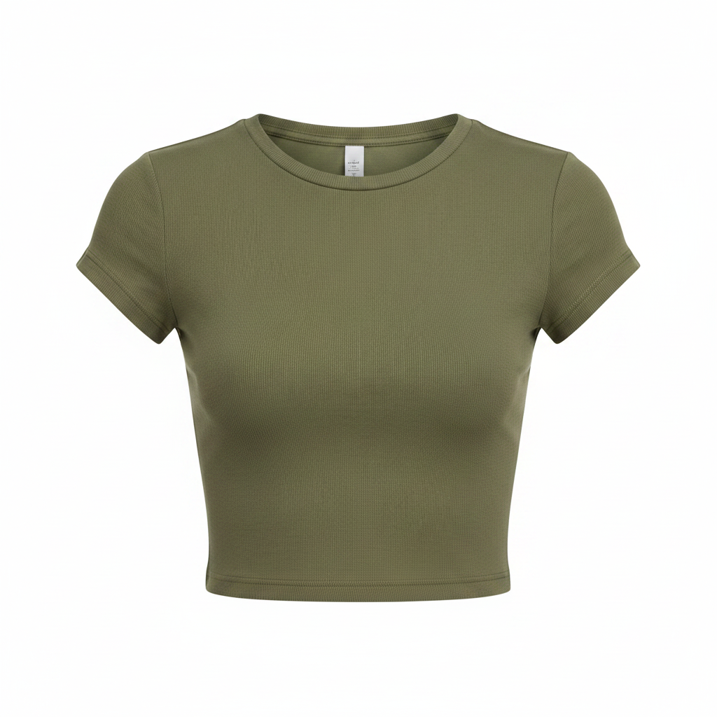 Women's Fitted Crop Top – Ghost Mannequin Olive Green