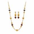 Gold leopard bead necklace and drop earring set