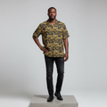 Black Gold Baroque Vine Short-Sleeved Shirt - Model Front