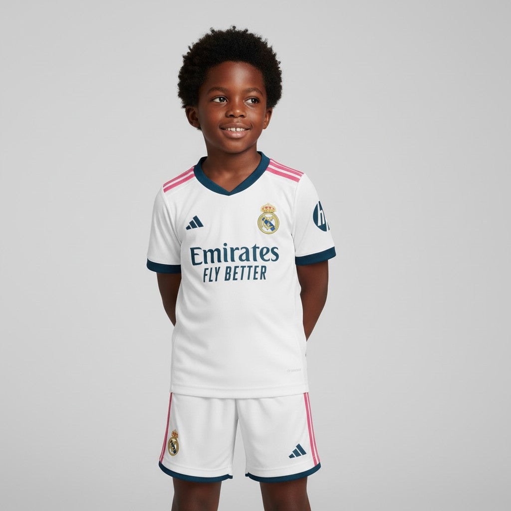 Kids' White, Navy & Pink Football Jersey Set
