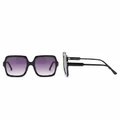 Women's Black Oversized Square Sunglasses – Ghost Mannequin Front and Side View