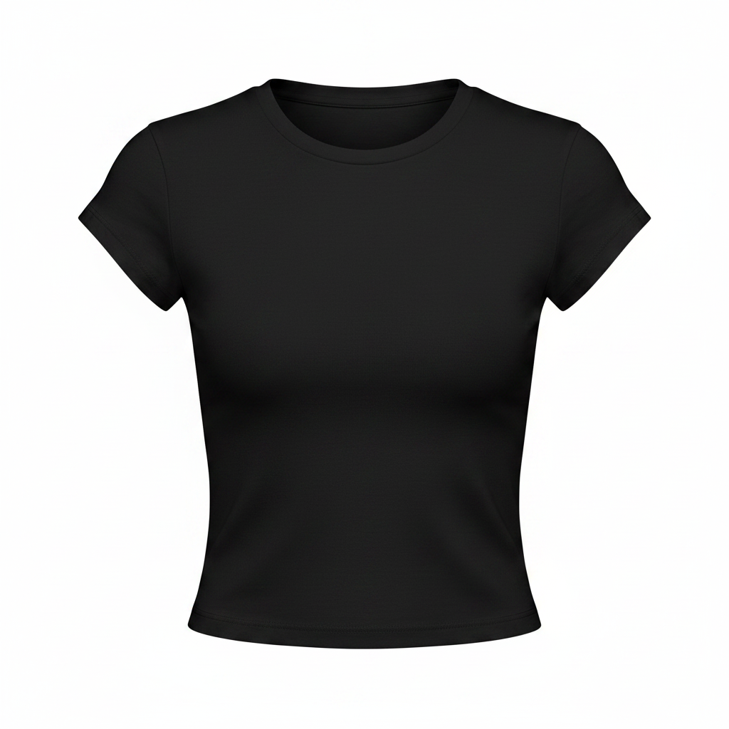 Women's Crew-Neck Short-Sleeve Fitted Crop Tee - Ghost Mannequin