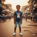 Young boy wearing Teddy Bear Graphic Tee