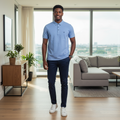 Model shot – Aribest Store AX Armani Exchange Light Blue Polo Shirt