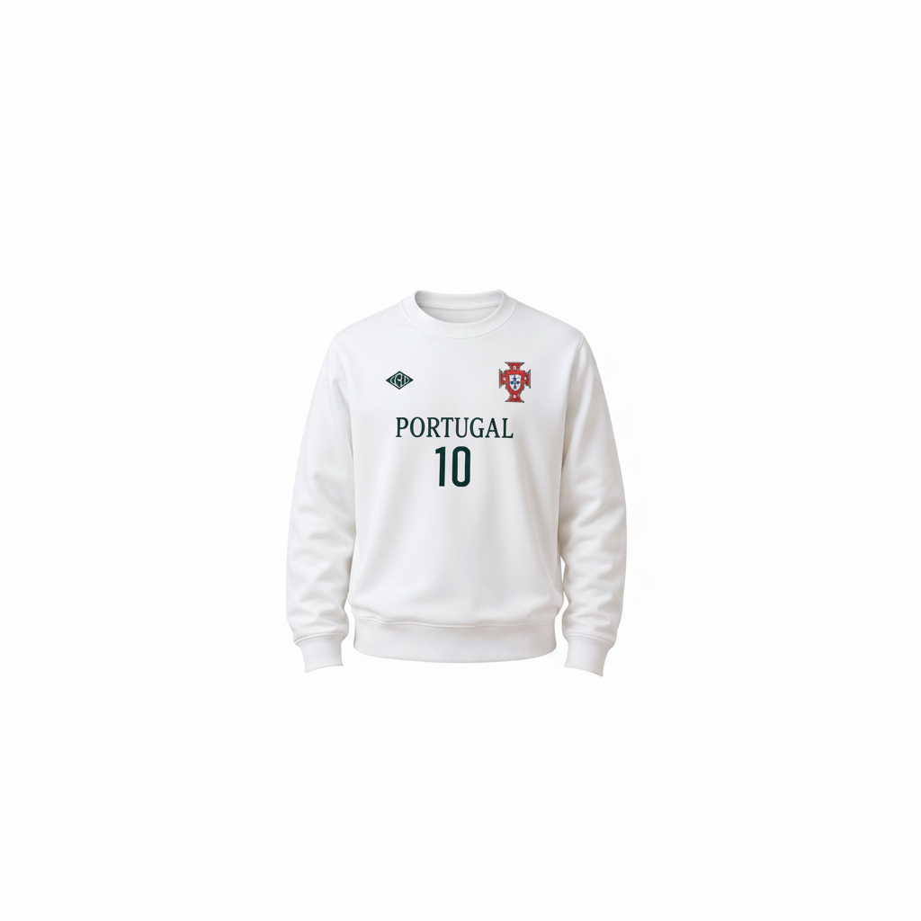 Portugal #10 White Crew-Neck Sweatshirt – Ghost Mannequin
