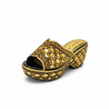 Women's gold rhinestone crystal platform wedge slide slipper — ghost mannequin view