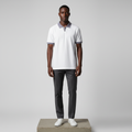 White Piqué Contrast Collar Polo Shirt - Model Front