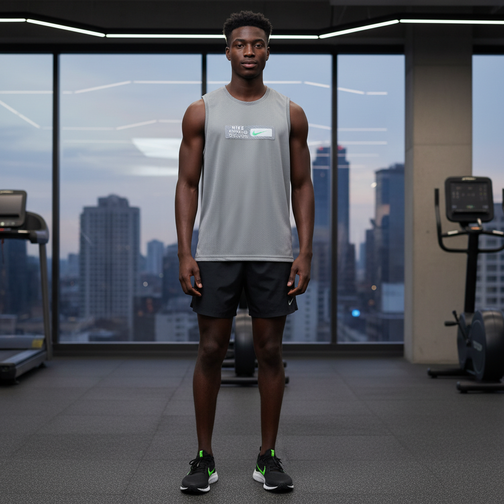Nike Running Division grey mesh sleeveless vest on male model