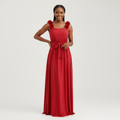 Red Floral Strap Maxi Dress - Front Model