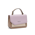 Lilac cream and taupe colour-block top-handle handbag on white