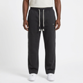 Adult Black model wearing charcoal grey straight-leg joggers with white rope drawstrings