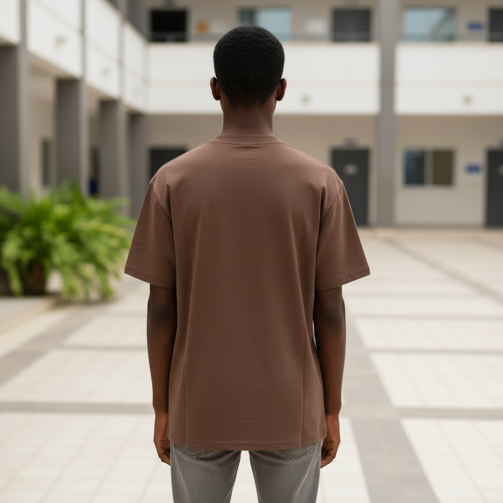 Retro Moto Graphic Tee Brown - Back Model View