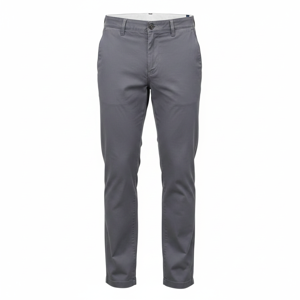 Men's slate grey chinos trousers ghost mannequin front view