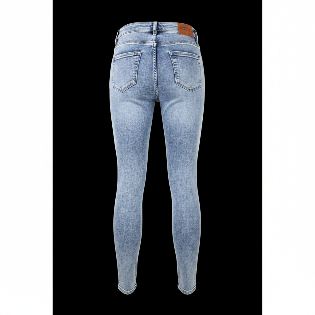 Light Blue Acid Wash High-Waist Skinny Jeans – Back Ghost Mannequin