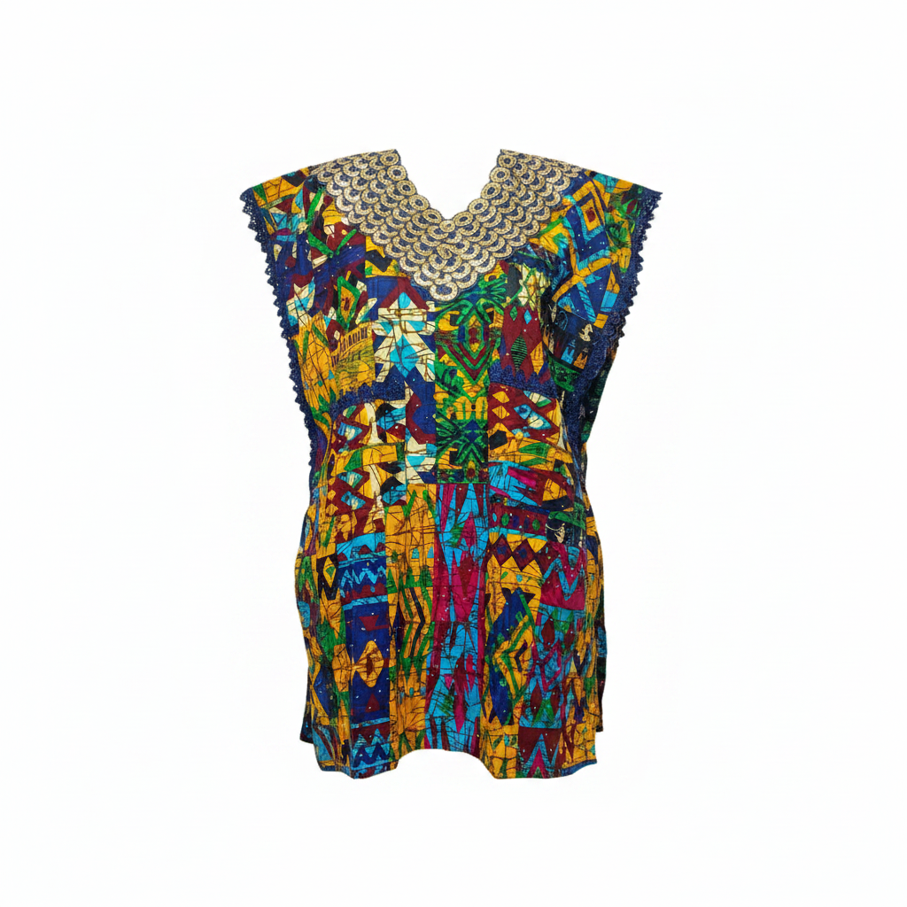Multicolour Ankara Geometric Kaftan Top – Ghost Mannequin