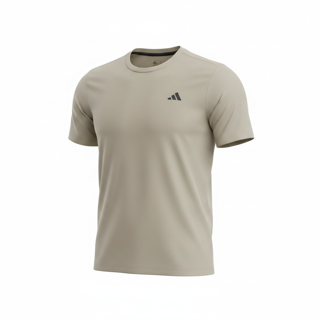Men's Beige Sports Crew-Neck Performance T-Shirt – Ghost Mannequin View