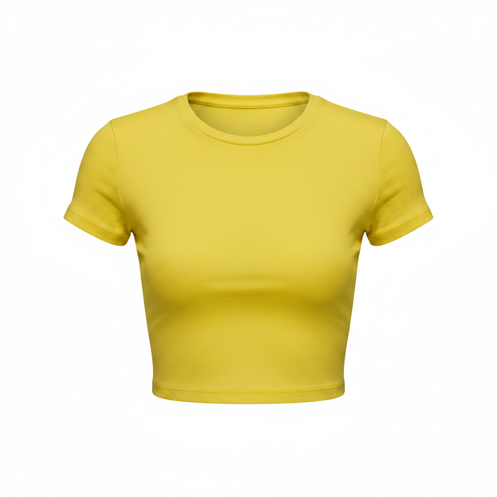 Women's Fitted Crop Top – Ghost Mannequin Yellow