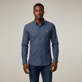 Nigerian adult male model wearing Steel Blue Long Sleeve Shirt – Front View