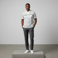 White Multi-Texture Chevron Yoke Polo Shirt - Model Front