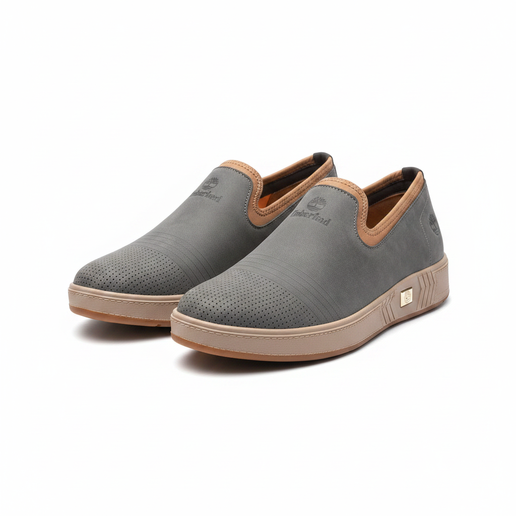 Men's slip-on sneakers ghost mannequin view showing full pair