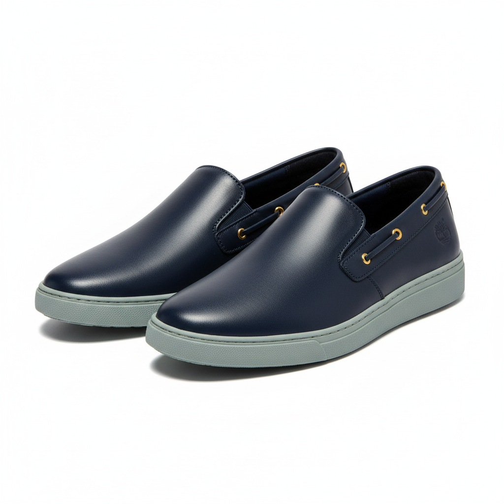 Navy Blue Gold Eyelet Slip-On Loafer - Ghost Mannequin