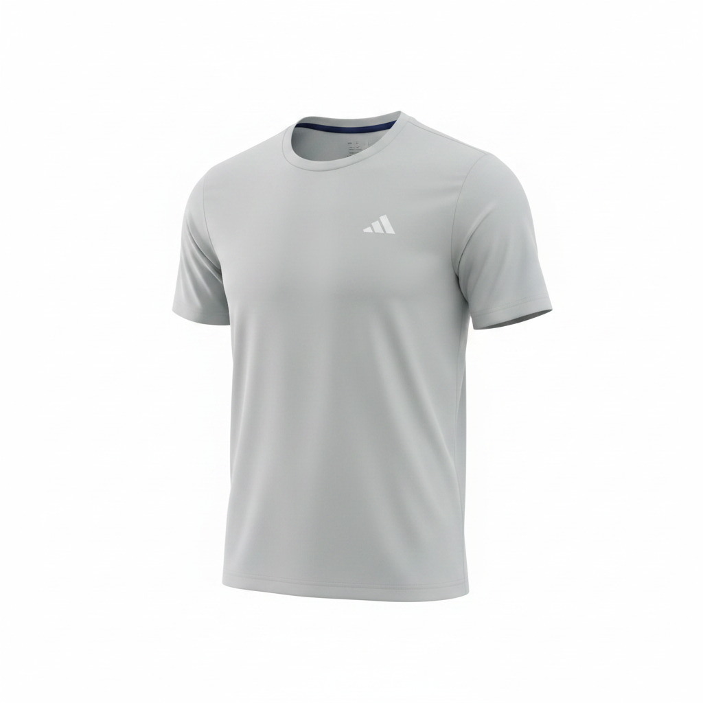 Men's light grey short-sleeve sports jersey ghost mannequin front view
