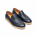 Navy Pebbled Leather Open Walk Loafer - Ghost Mannequin