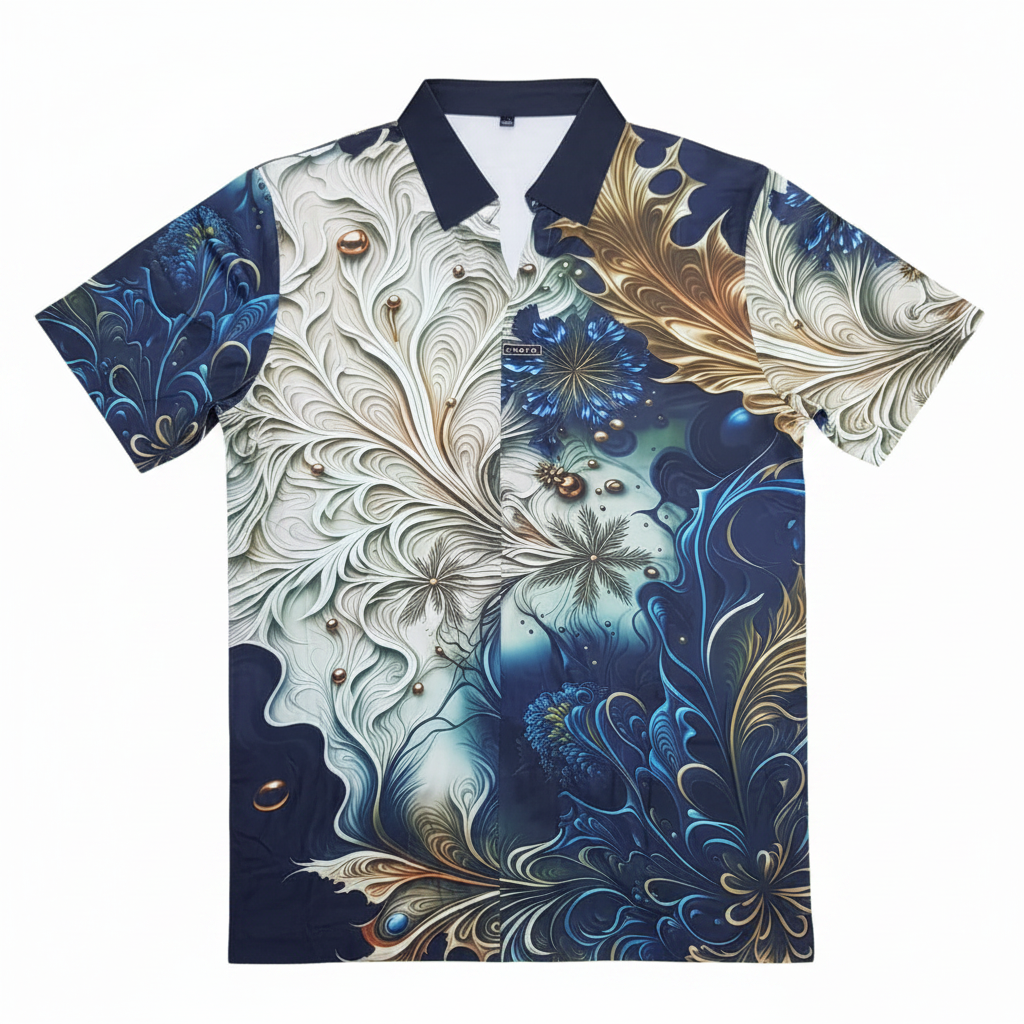 Baroque Filigree Print Polo Shirt - Ghost Mannequin