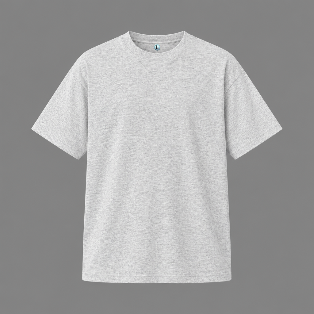Light heather grey crew-neck T-shirt ghost mannequin front view