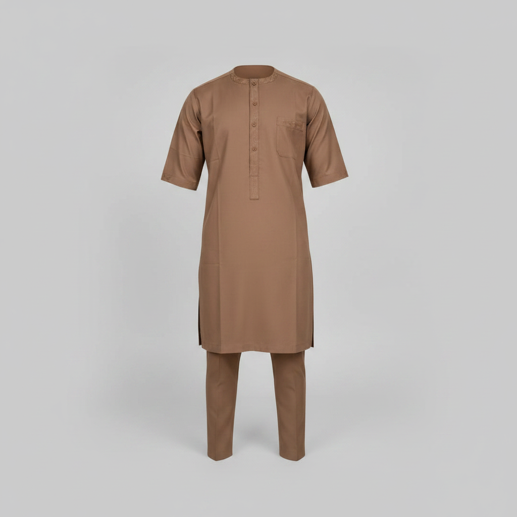 Chukmore Mocha Senator Three-Quarter Sleeve Set - Ghost Mannequin