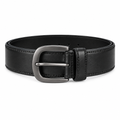 Black Smooth Leather Gunmetal Buckle Belt - Front View