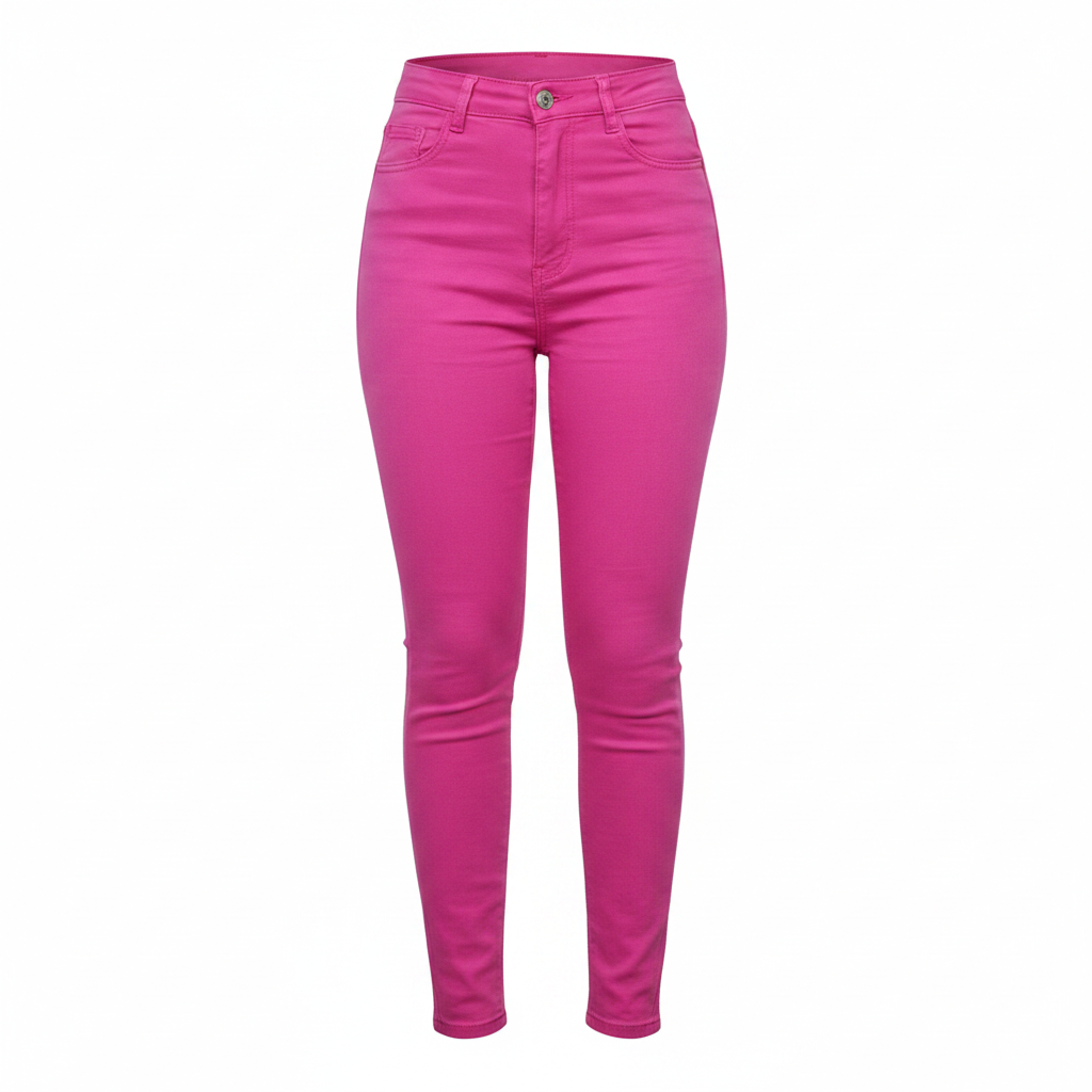 Hot Pink High-Waist Skinny Jeans – Ghost Mannequin Front