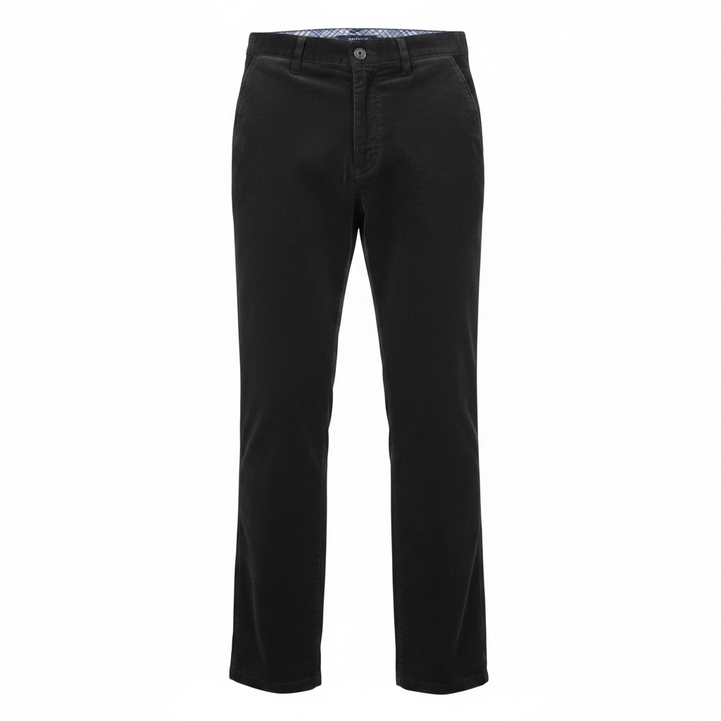 Black Corduroy Trousers – Ghost Mannequin Front
