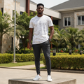 Men's White All-Over Tonal Logo-Print Athletic T-Shirt – Nigerian Male Model