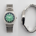 Men's green dial titanium automatic watch – front and side ghost mannequin view